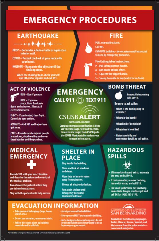 Campus Emergencies Environmental Health And Safety Csusb 8594